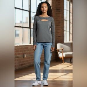 Bailey 44 Charcoal Knit Long Sleeve Top